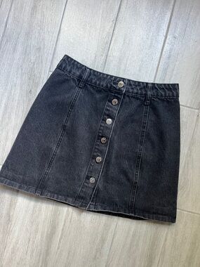 Forever 21 Black Button-Front Denim Mini Skirt